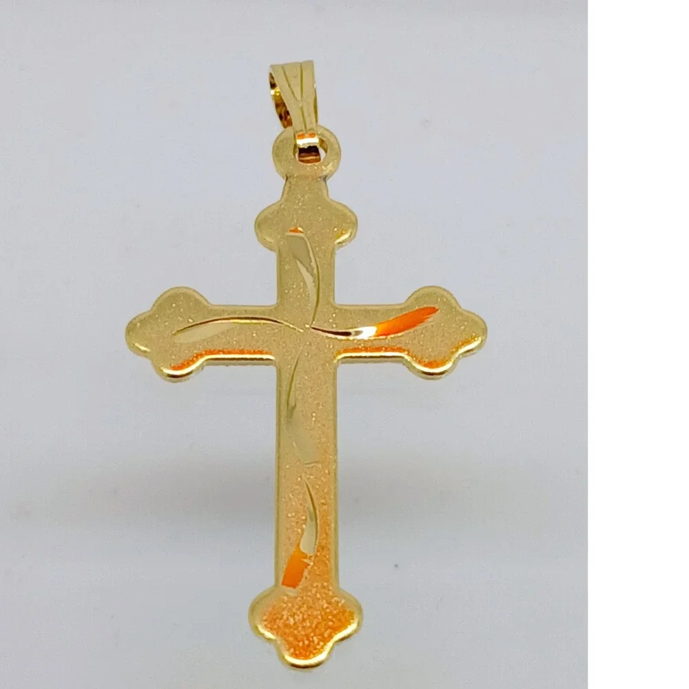 Karatbond Vintage Gold Y2K Diamond Cut Cross Necklace Pendant Made USA NOS New